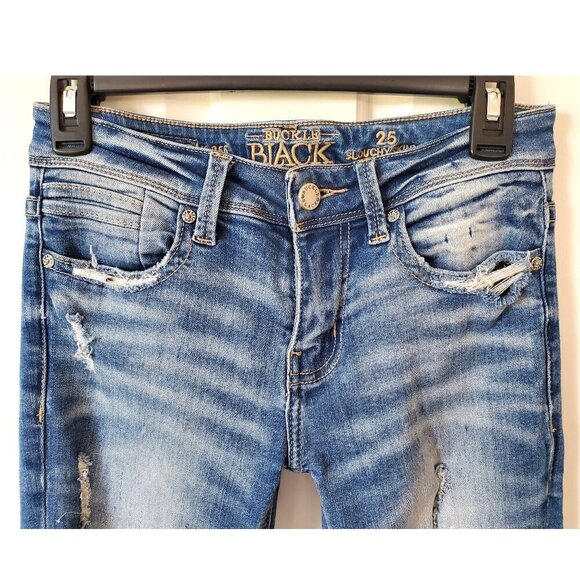 BUCKLE BLACK Fit 256 Mid Rise Slouchy Ankle Skinny Stretch Jeans 25 - Picture 6 of 16